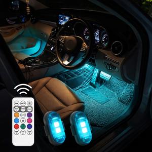 RGB LEDストローブライトリモコン付きワイヤレス8色切替充電式イルミネーションライト雰囲気ライトルームライトナイトライトデコレーションライトキャンプライト自転車ライトバイクライト車内装飾フットウェルライトカーアクセサリー室内照明アウトドア用ポータブルLEDライトUSB充電式小型軽量簡単取付展示用カスタムライトDIY装飾防水仕様多用途夜間ライトパーティーライトテントライトインテリアライト間接照明足元ライトSUVトラックオートバイ自転車対応