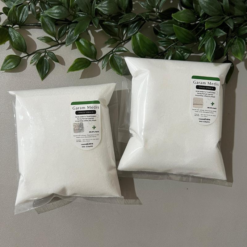 Garam Organik Non Yodium Konsumsi pada Hipertiroid dan Hiponatremia Phamatical Grade 99.89% NaCL - 440 Gram Refill Pack - Toples, Salt 8