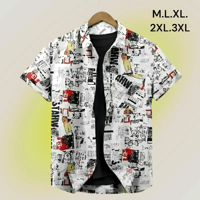 TERBARU KEMEJA MOTIF PRIA DEWASA / HEM PRIA CASUAL MOTIF / KEMEJA HAWAI KEMEJA SANTAI TERBARU Pendek rapi y Baju Kain Katun  Fit Cowok 5