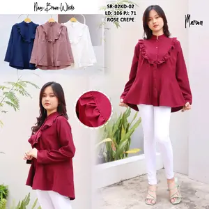 Kemeja Polos Renda Dada Wanita Dewasa Casual