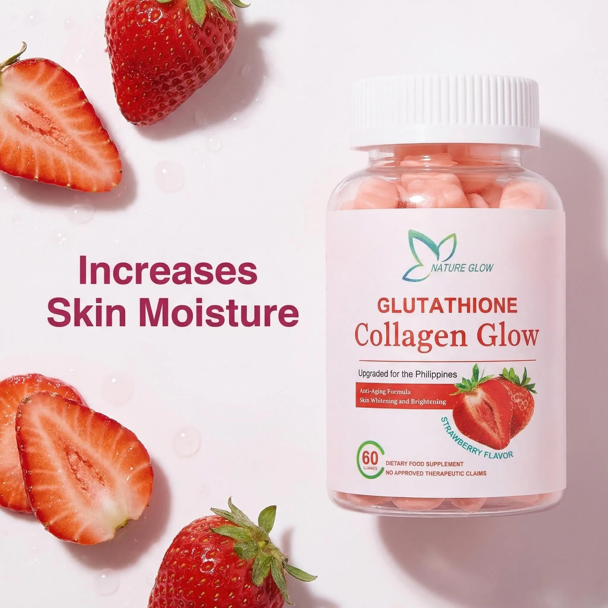 is nature glow glutathione fda approved Nature Glow Glutathione Collagen - Strawberry Flavor, 60 Chewable Gummies main image 0