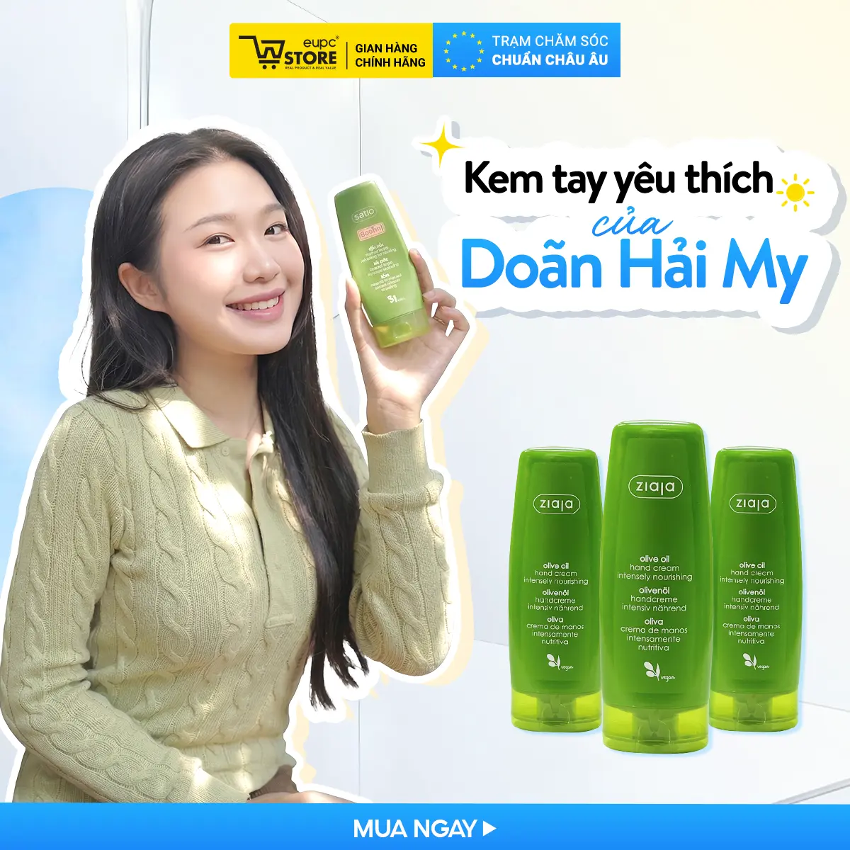 [Best Seller] Kem Dưỡng Da Tay Và Móng Ô Liu Ziaja 80ml Giúp Dưỡng Da Mềm Mịn, Giảm Tình Trạng Gãy Vỡ, Móng EUPC STORE