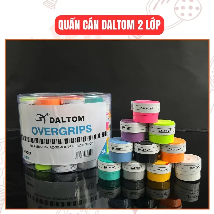 Quấn Cán Daltom chính Hãng 2 lớp tròn, hàng nội địa Trung, bám dính, thấm hút mồi hôi tốt, Êm tay