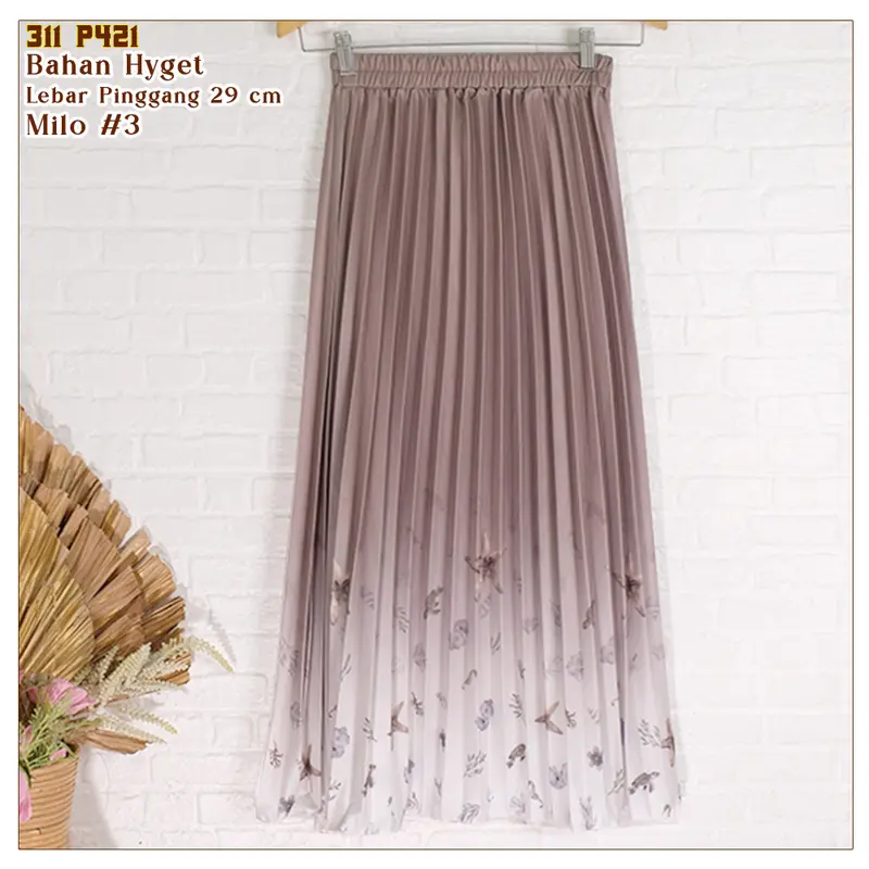ROK WANITA PLISKET HYGET PAYUNG GRADASI MOTIF BUNGA DAN BINTANG LAUT - 311-P421 2