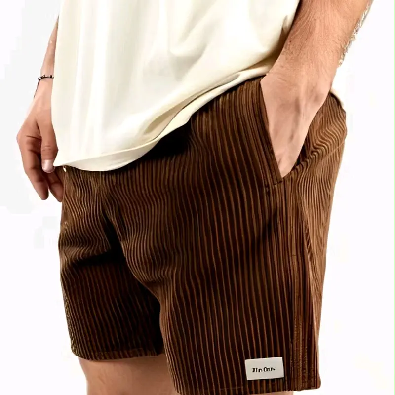 Celana 3Pcs 100Ribu, Broadshort Corduroy Premium Distro Polos Pendek Pria Surfing Santai Casual Shorts Biru Coklat Hitam Karet Merah Panjang Melar Cowok Wanita Twill Garis 0