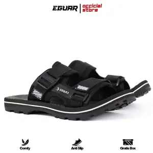 EGUAR Sandal Adventure Gunung Slip On Terbaru Bahan Karet Anti Licin Empuk Kekinian Sendal Cowo Awet