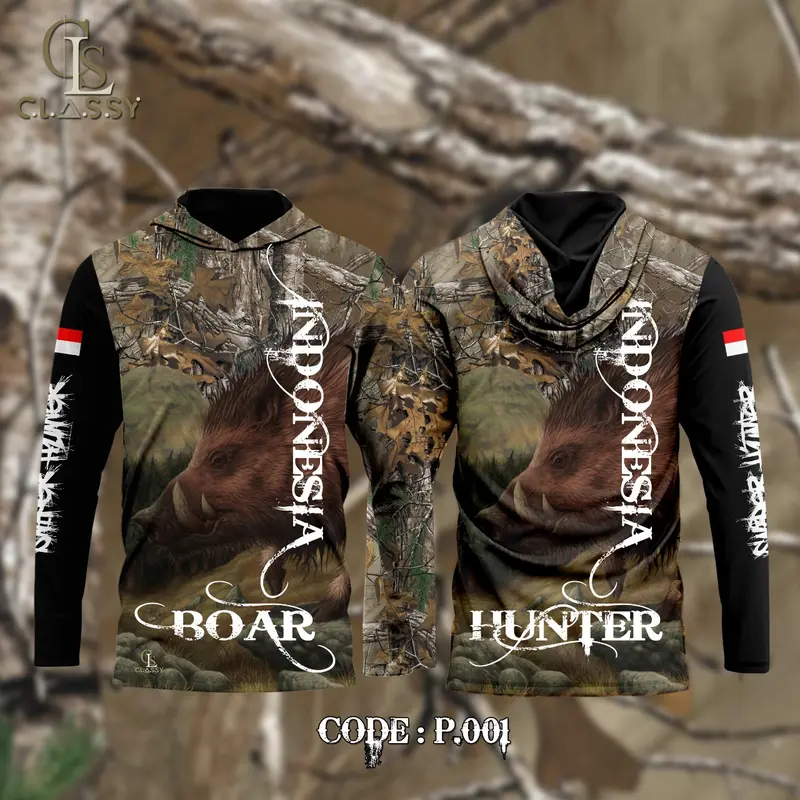 Classy Company | Hoodie Shirt | Baju Pemburu Babi ( PORBI ) Logo Motif | Pakaian Outdoor Atasan Pria Panjang Kombinasi 1