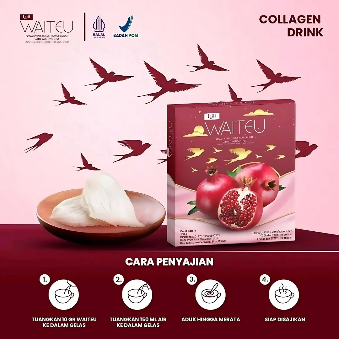 LAILI Waiteu Collagen drink kemasan baru with swallow nest waiteu swiftleft nest collagen minuman kolagen dengan sarang buang wallet untuk kecantikan