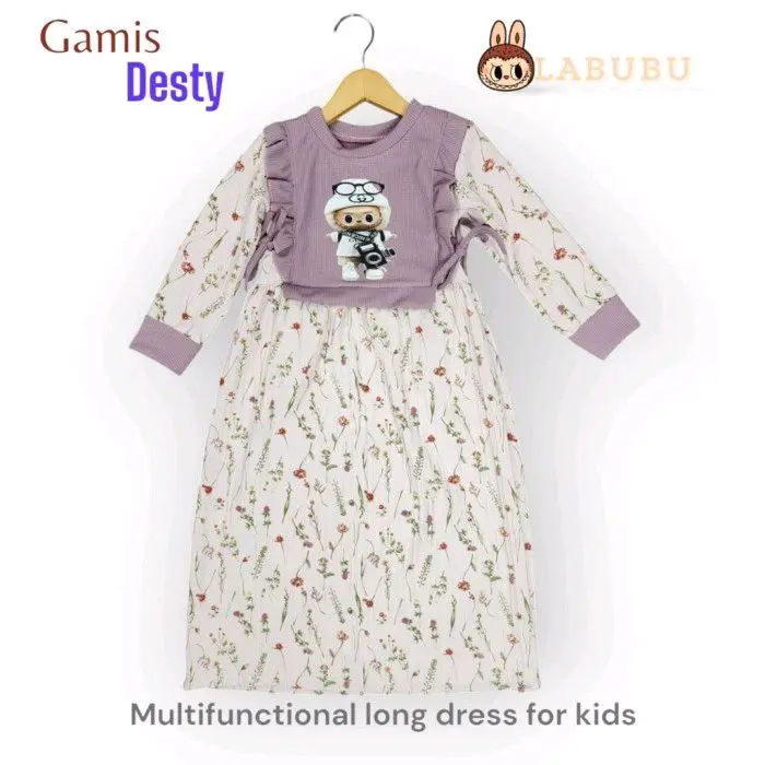 gamis anak Labubu viral gamis anak labubu usia 2-9 tahun gamis Labubu  Muslim Nyaman Dress Baju 3