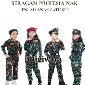 Mugiwara - ONE SET BAJU SERAGAM  ANAK TK TNI-AD LORENG LAKI LAKI DAN PEREMPUAN