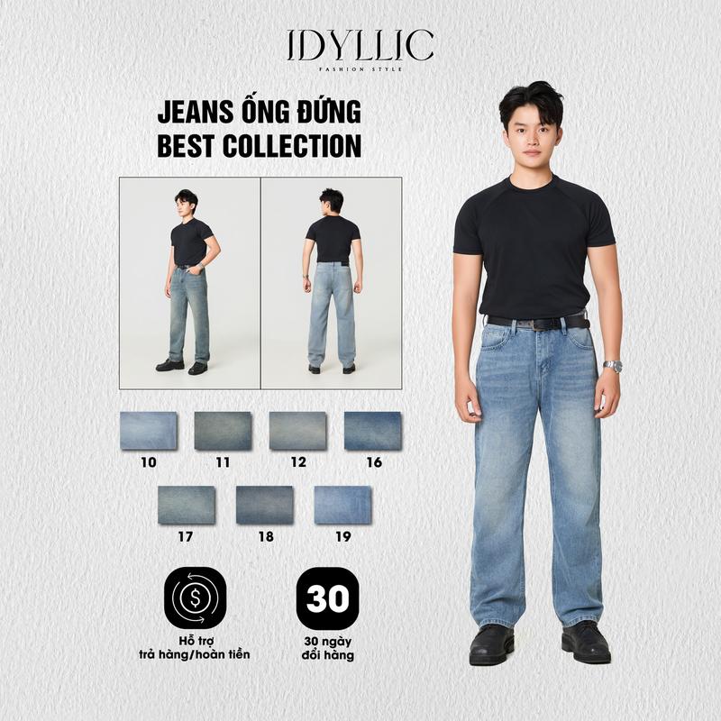 IDYLLIC - BST MÙA THU ĐÔNG Quần Jean Nam Nữ Ống Suông Đứng S116 S117 S118 S119 S1110 S1111 S1112 Form Suông Vải Rin Cotton Dày Dặn Menswear Cotton Pants Có Túi