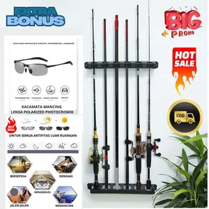 Tempat Beli 1 Gratis 1 Kaca Mata Rak Pancing Serba Guna Nempel Di Tembok Wall Mount Fishing Rod 6 Slot Premium Ori Bonus Kacamata Mancing Lensa Polarized Photocromik