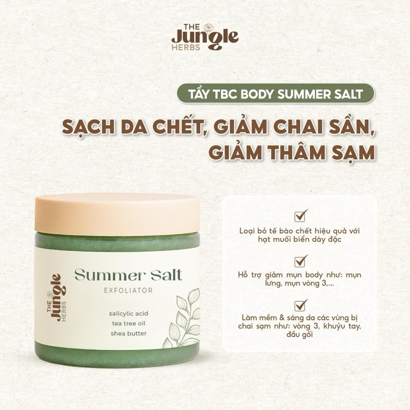  THE JUNGLE HERBS Tẩy tế bào chết Body Summer Salt Exfoliator với Muối biển & Dầu gạo Giảm thâm sần Mềm mịn Da Hỗ trợ làm sạch & giảm mụn 