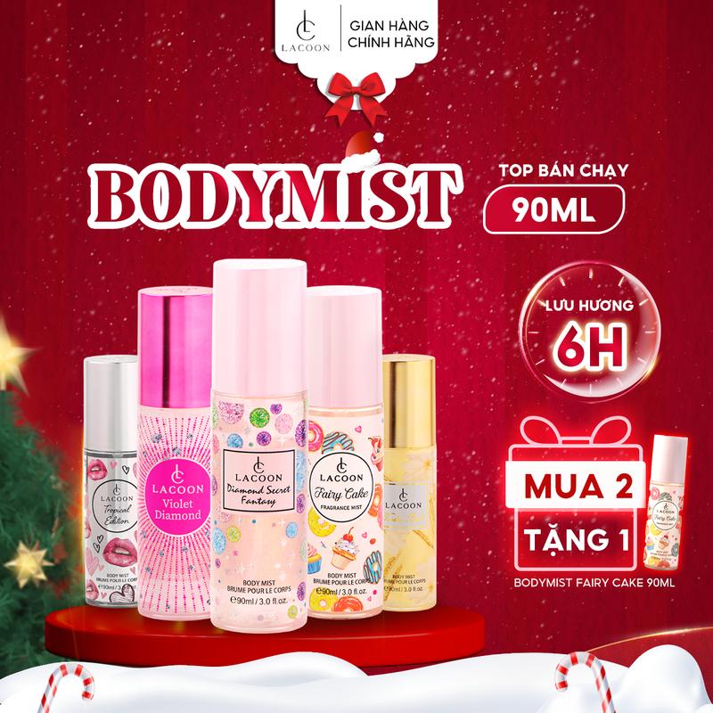   SALE SỐC -Lacoon Body Mist Xịt Thơm Khử Mùi Toàn Thân Nam Nữ Hương Nước Hoa Tặng Kèm Body Lotion Dưỡng Da Sáng Mịn – Lưu Hương Lâu Dịu Nhẹ An Toàn Mọi Loại Da 