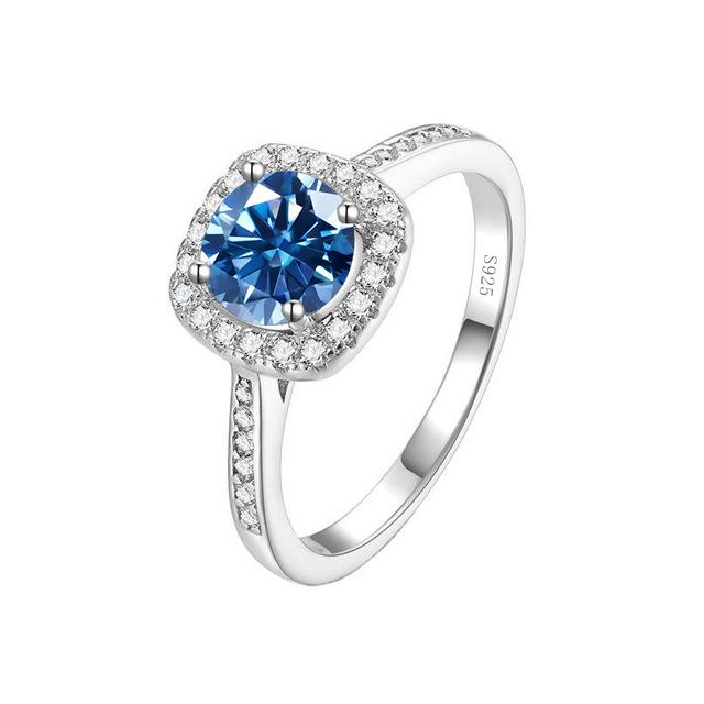 Product Introduction of 【#98】925 Sterling Silver Round Square Moissanite Ring 2