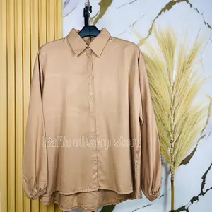 Raffa_kemeja wanita polos bahan rayon twill premium/kemeja wanita terbaru tersedia ukuran jumbo LD 130 cm Atasan Baju Oversize Kancing Panjang