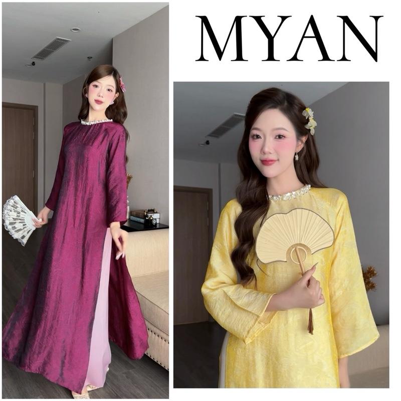 BST TẾT 2026 Áo dài Tết TƯỜNG XUÂN cách tân dáng suông cổ đính ngọc trai thích hợp đi lễ tiệc đi chơi đi dạy hot trend 2026 nữ women dress - Áo Dài Mỹ An