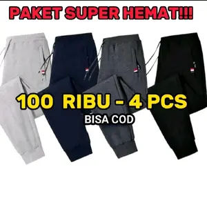 Celana Jogger Panjang Training Olahraga Santai Unisex Sport Lari Fleece Nyaman & Tahan Lama 4Pcs Promo 100rb
