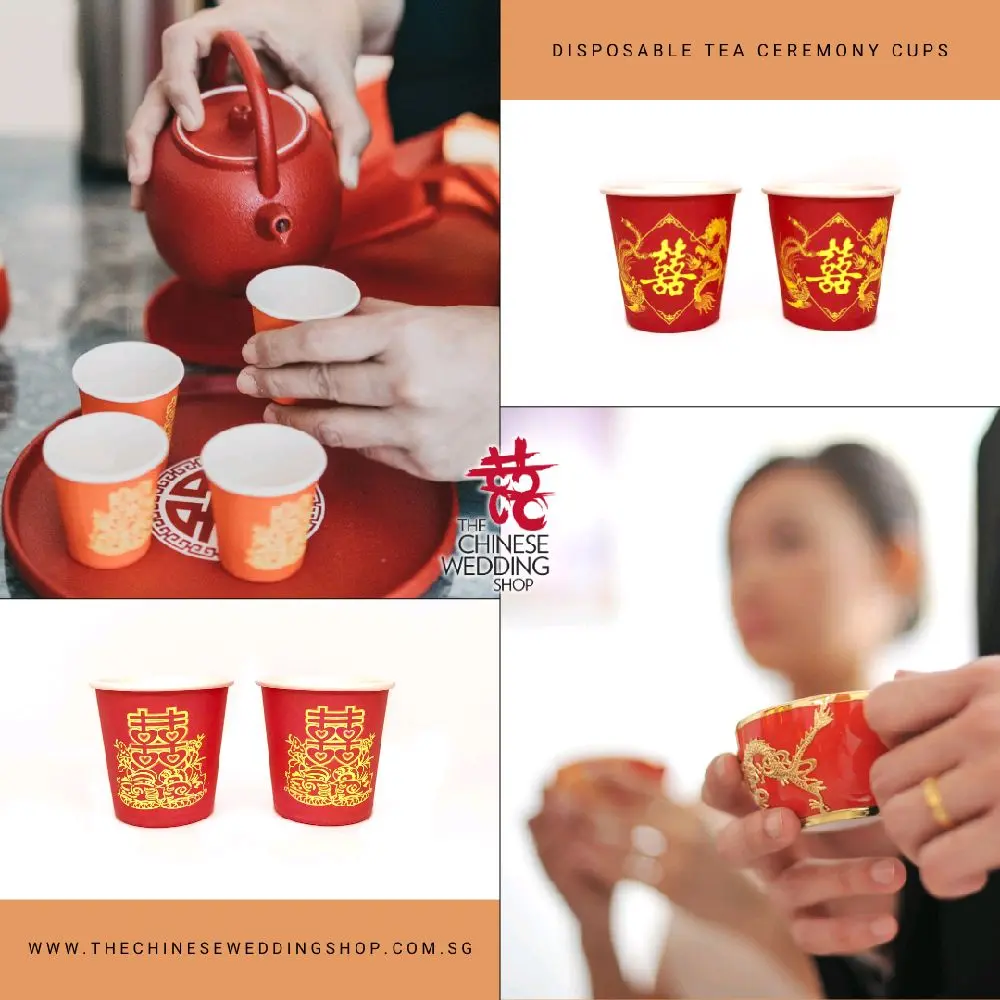 Chinese Wedding Mini Disposable Paper Cups for Tea Ceremony