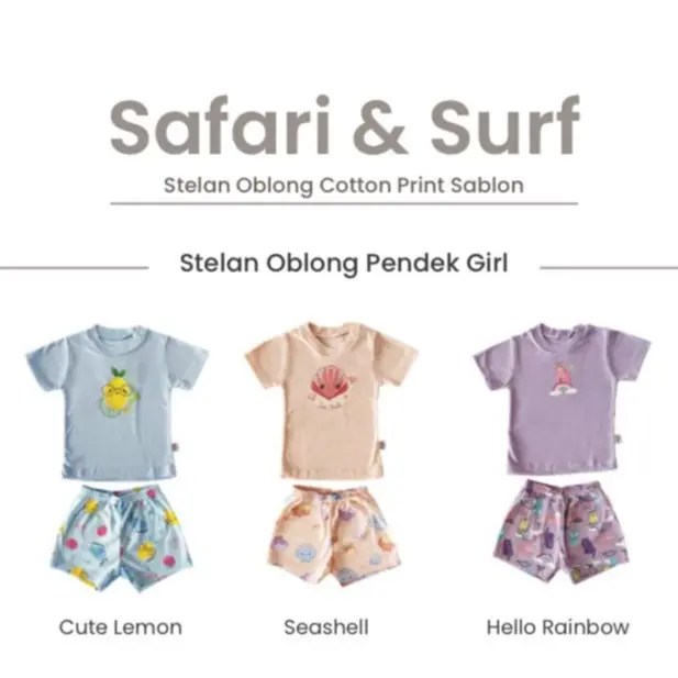 3PCS || Setelan Baju Anak Bayi Libby Cotton TIPIS (( PENDEK )) SNI . 1