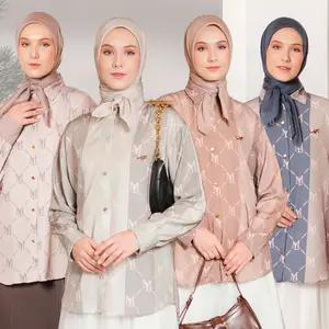 Mylady Kemeja Arcelli Cantik Nyaman Basic Grey Motif Muslim Baju Wanita