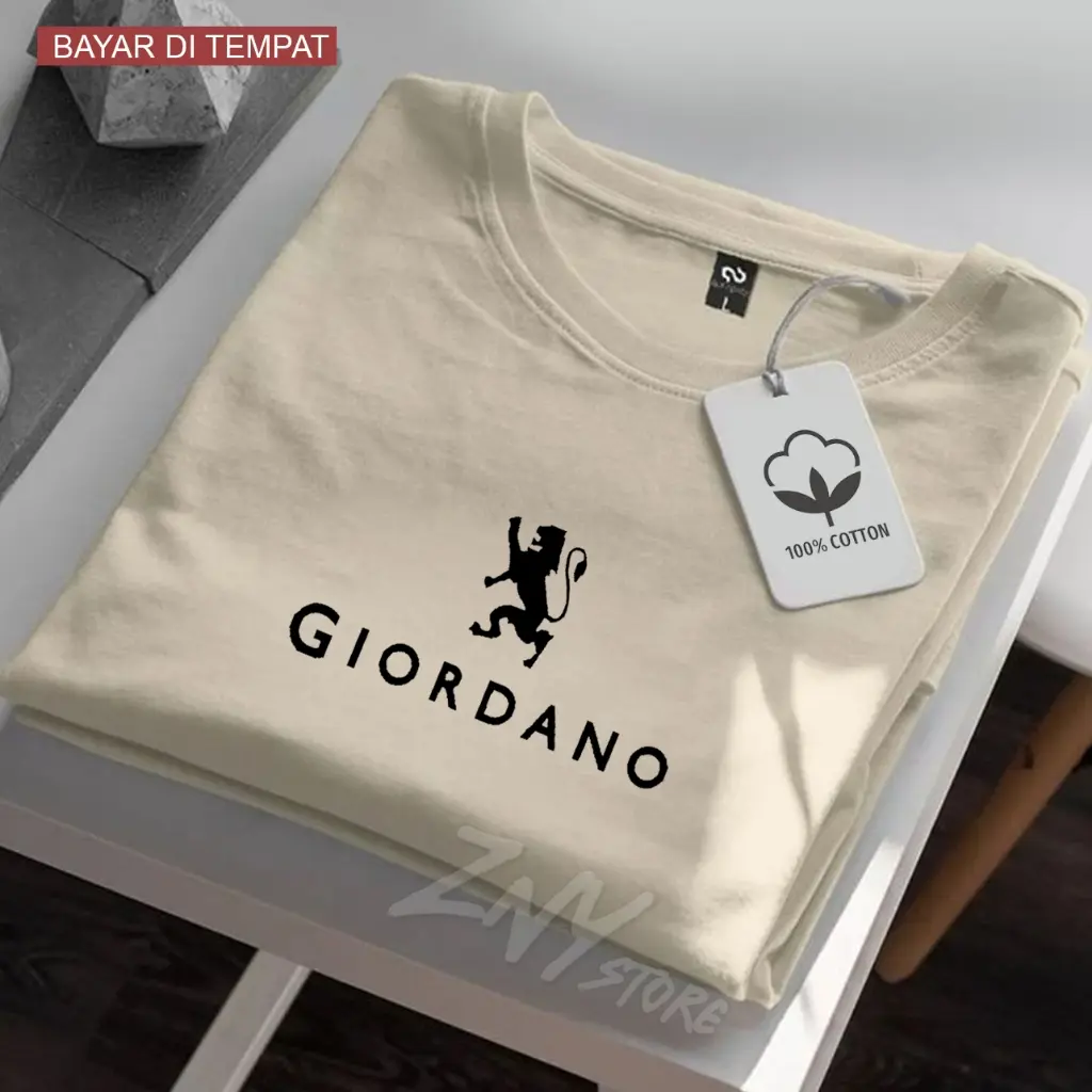 COD !!! Baju Kaos Distro Giordano Logo Text Hitam Premium Quality Kaos Cotton Combed 30s Lengan Pendek T-Shrit Koas Unisex Pria/Wanita