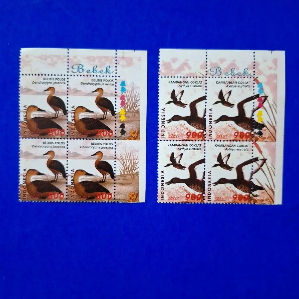 Prangko INDONESIA th 2000 BEBEK: BELIBIS POLOS & KAMBANGAN.COKLAT. Blok-4