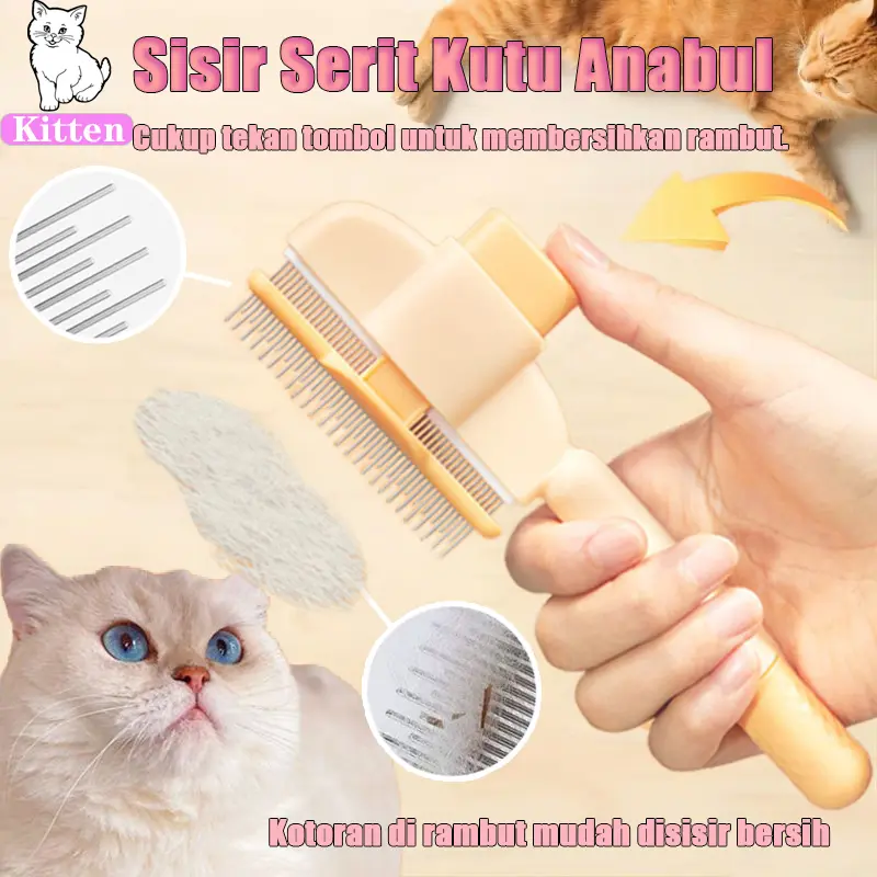 Sisir Bulu Kucing Sisir Tombol Pet Grooming Sisir Hewan Peliharaan Sisir Serit Kutu Kucing