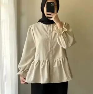RUPA - Loly Rufle Shirt - Kemeja Oversize Linen Atasan Wanita Model Terbaru