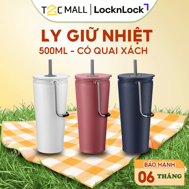 Ly giữ nhiệt LocknLock 540ML Có Quai Xách Thép Không Gỉ 304 Ly Uống Cafe Có Quai Xách Tiện Lợi Có 3 Màu Xanh Navy Trắng Hồng Đậm Ly Giữ Nhiệt Tốt LHC4269 - T2C Mall