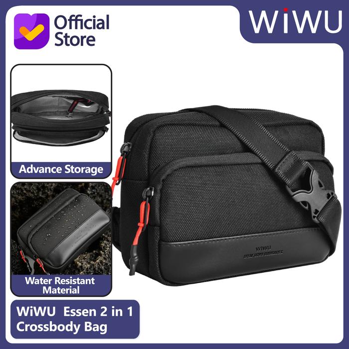 Gambar Crossbody Bag WiWU Essen 2-in-1 Crossbody Waist Bag Compact Travel Organizer - Black dari WiWU Official Kota Bekasi Tokopedia