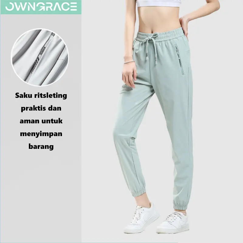 【Ready】Owngrace-Celana Olahraga Wanita Celana Latihan Jogging Celana Olahraga Jogging Longgar Celana Olahraga Kebugaran Santai Perlindungan Matahari Anti UV UPF50+ 100% Original training stripe Sport Yoga Outdoor Lari 3