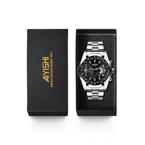 AIYISHI Jam TanganPria Kalender Kuarsa Tali Stainless Steel Bisnis Santai Jam Tangan Cowok Watches 1623