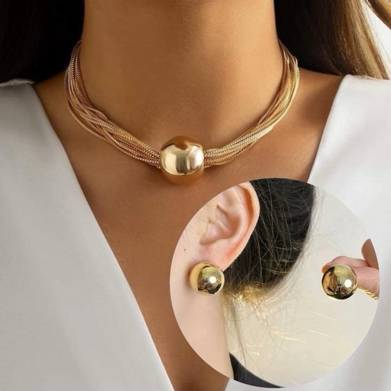  MUA 1 TẶNG 1  Tặng hoa tai khi mua Vòng cổ xếp chồng lên nhau dây chuyền nhiều lớp phong cách punk cỡ lớn với phong cách độc đáo vòng cổ cá tính hình quả cầu họa tiết 