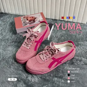 (Kakimu) Sepatu Yuma - Sepatu Wanita Sporty Chic Kekinian - Ringan, Empuk dan Anti Slip - Cocok untuk Aktivitas Harian - Pink, Hitam, Putih