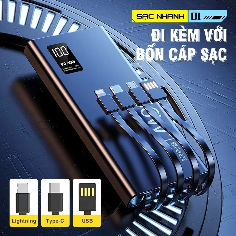 Sạc Siêu Nhanh120W PD22.5W 20000mAh 30000mAh Sạc Dự Phòng ,Chứng nhận chính hãng，Tích hợp sẵn bốn dây cáp,Tương thích lighting/Type-C KAKA POWER BANK 4 dây cáp Kho báu sạc power bank | BigBuy360 - bigbuy360.vn