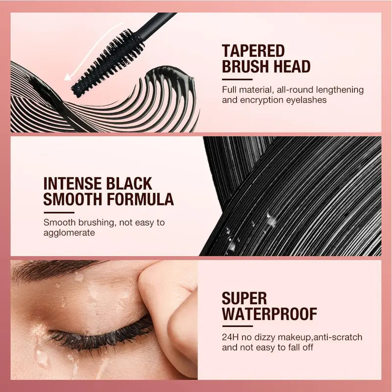 O.TWO.O Maskara Hitam 5D Memperpanjang Bulu Mata Maskara Serat Sutra Tahan Air Maskara Volume Ekstra Makeup Kosmetik 5