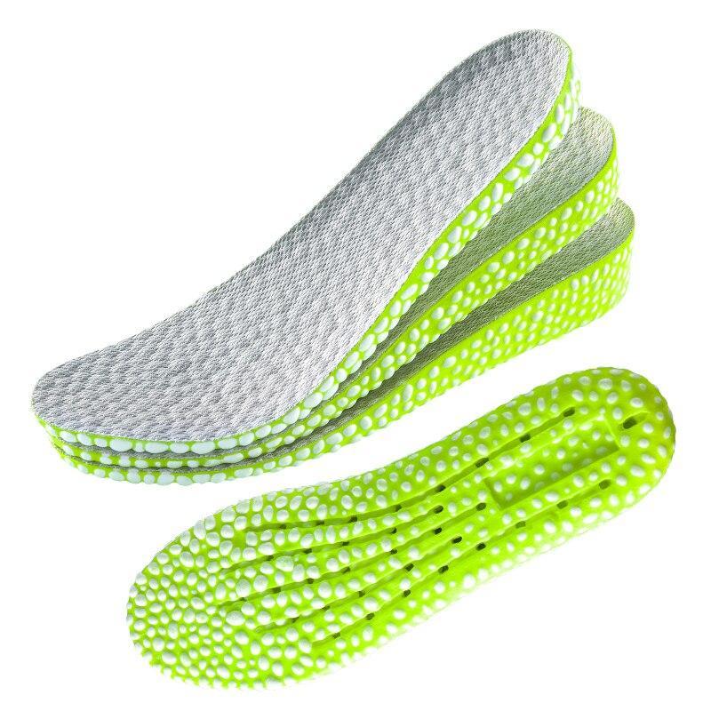 1Pair Height Increase Insoles Green PU Shoes Sole Soft Elasticity Pad Breathable Comfortable for Men Women Feet Care Insoles 4