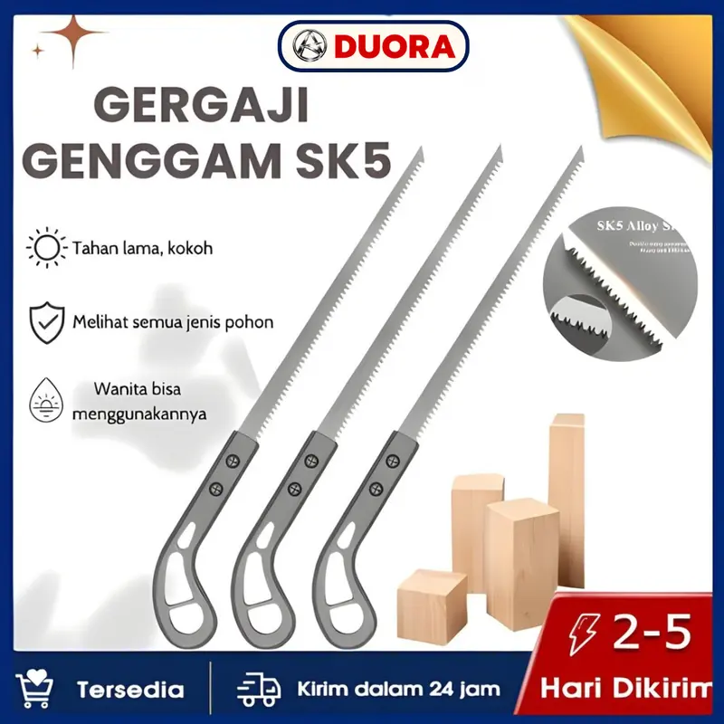 DUORA [6 Pcs] Gergaji Kayu Pohon Kuat Tajam Gergaji Jepang Lancip Runcing mesin gergaji maju-mundur logam hitam