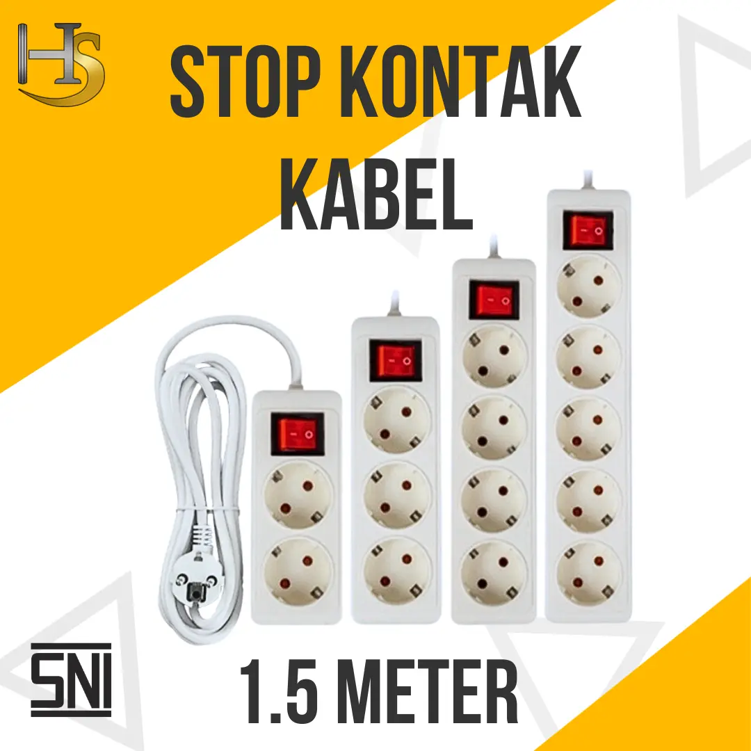 Stop Kontak + Kabel 2/3/4/5 Lubang 1.5 meter| Kabel Koler Lument | STOP KONTAK BEBAGAI LUBANG