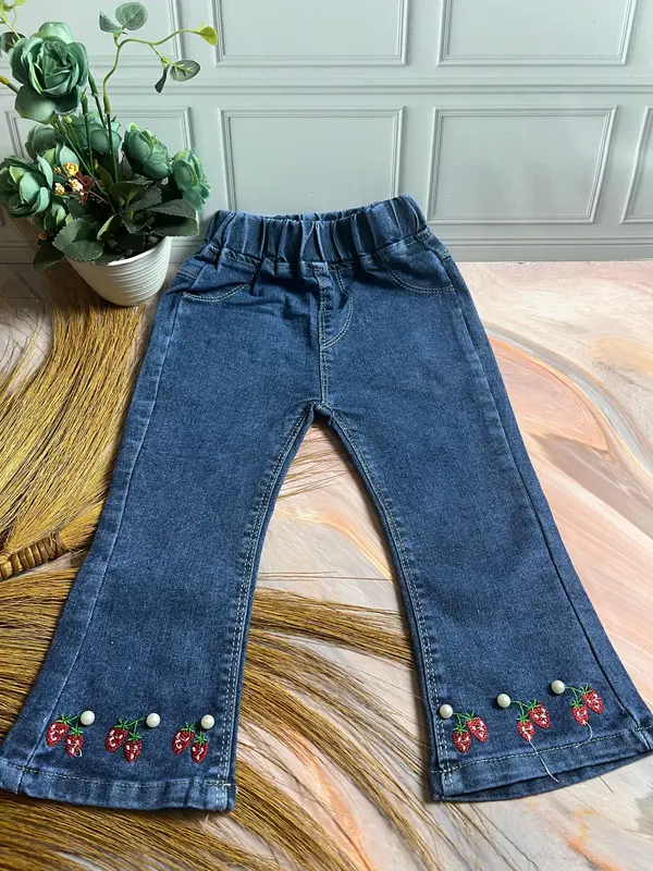 Celana Jeans Cutbray Anak Perempuan Import Model Jubrai Mutiara Usia 1-10 Tahun 3