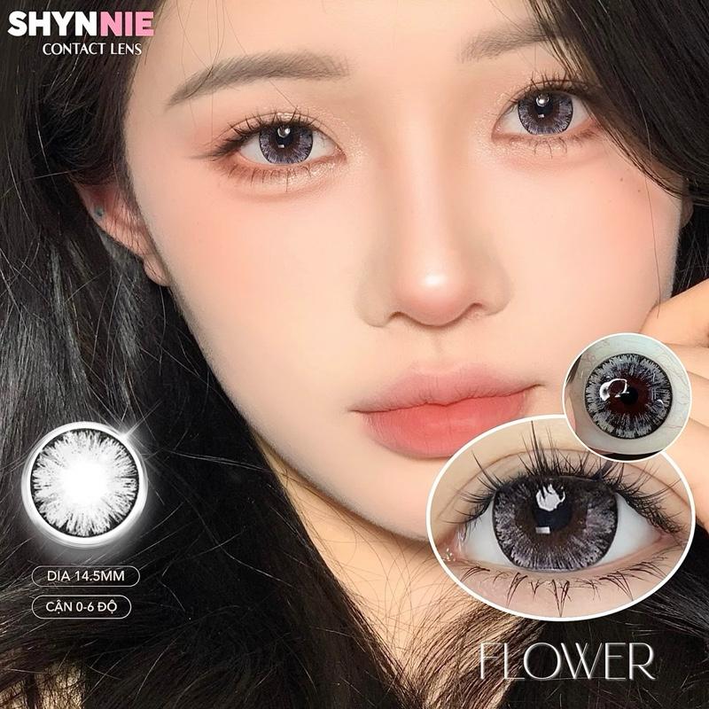 (CẬN 0-6 ĐỘ) 1 CẶP LENS màu GRAY xám mắt mèo vân hoa trong mắt giãn to 14.5mm - SHYNNIE LENS vân đá hoa long lanh phù hợp mang đi tiêc kinhap vân đá girl phố 4