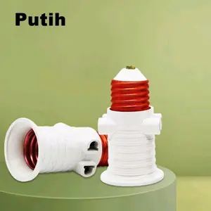 Fitting Kombinasi Voltama V226 Fitting Lampu Sambung Kombinasi E27 Colokan 2 Arah Putih Voltama V226