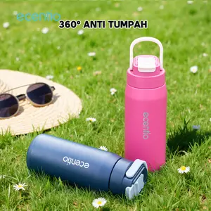 ecentio tumbler Stainless Vacuum 600ml Portable Termos Gagang Tersembunyi Botol minum besar