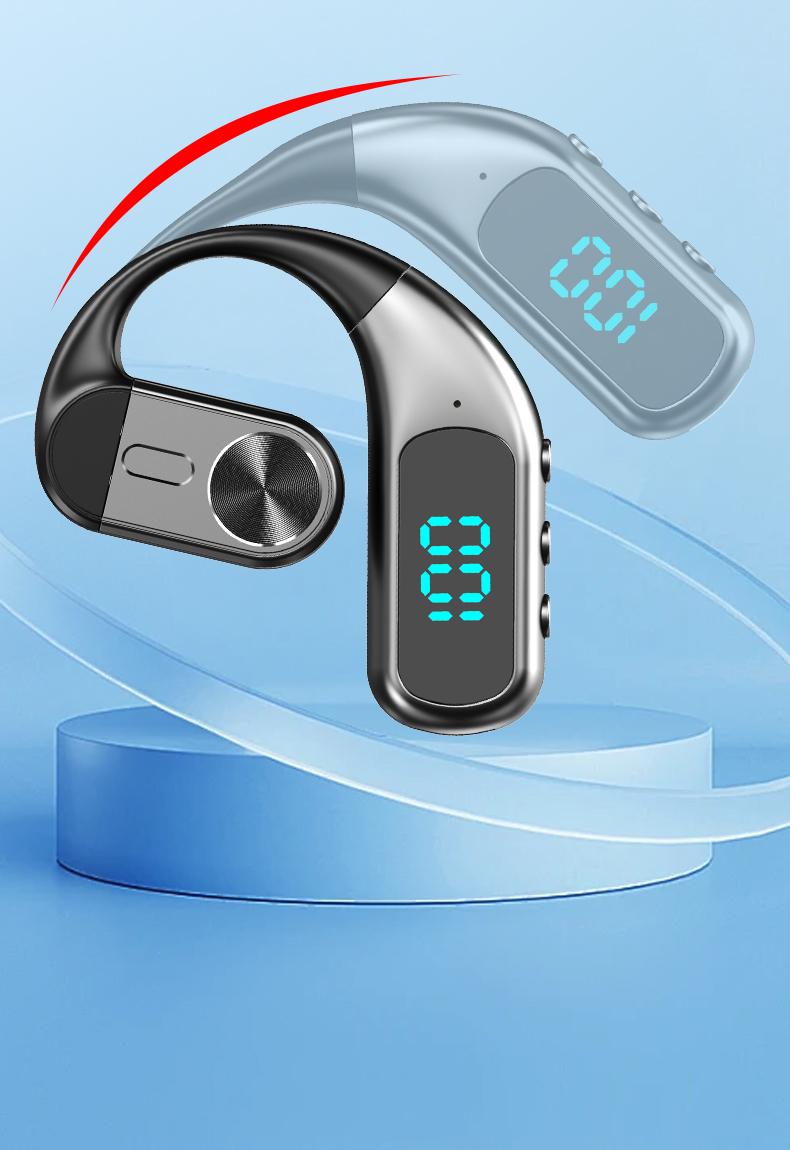 K1 Single Wireless Earphones Air Conduction OWS Headphone HiFi Ear-Hook Music Sports Noise Cancelling Headset Untuk Semua Smartphone