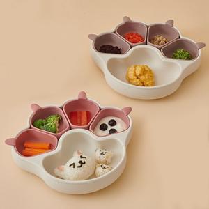 Dining Plate Baby Feeding Plate Sucker Type Tableware Baby Animal Cat Claw Silicone Detachable Plate
