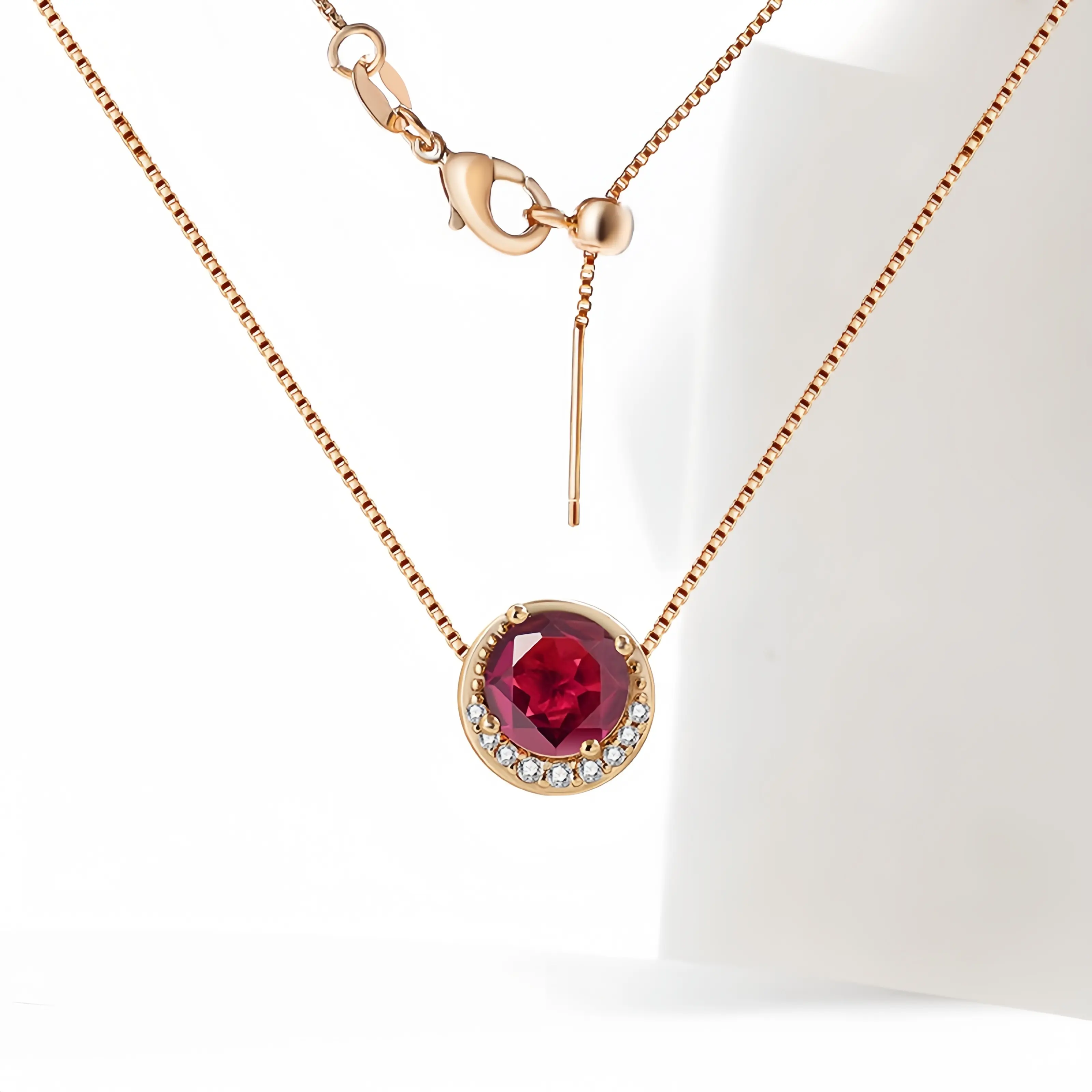 N47 Kalung Wanita Henri Moissan Star Permata Merah Sertifikat GRA Asli Garansi 1 Tahun Berkualitas Tinggi High Quality Anti Luntur Karat Berubah Warna Aksesoris Perhiasan Kalung Nikah Permata VVS1 Elegan Free Box