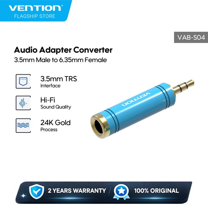 Gambar Vention Converter Aux 3.5mm Male to 6.5mm Female Jack Audio Adapter - VAB-S04 dari Vention Flagship Kota Administrasi Jakarta Utara Tokopedia