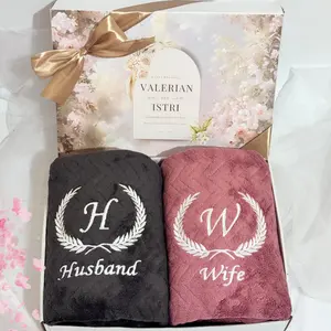 Handuk Couple Wedding Kado Pernikahan Seserahan BORDIR Husband Wife