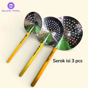 Promo Serok Dapur isi 3 pcs Kecil, Sedang, Besar Serok Gagang kayu stainless